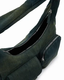 Sac Porté épaule En Jean Effet Dirty - Bleu