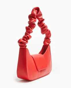 Sac Rigide Avec Bandouliè;re Froncée - Rouge