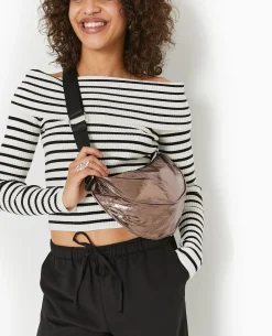 Sac Souple En Tissu Métallisé - Gris Foncé