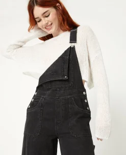 Salopette En Jean Wide - Noir