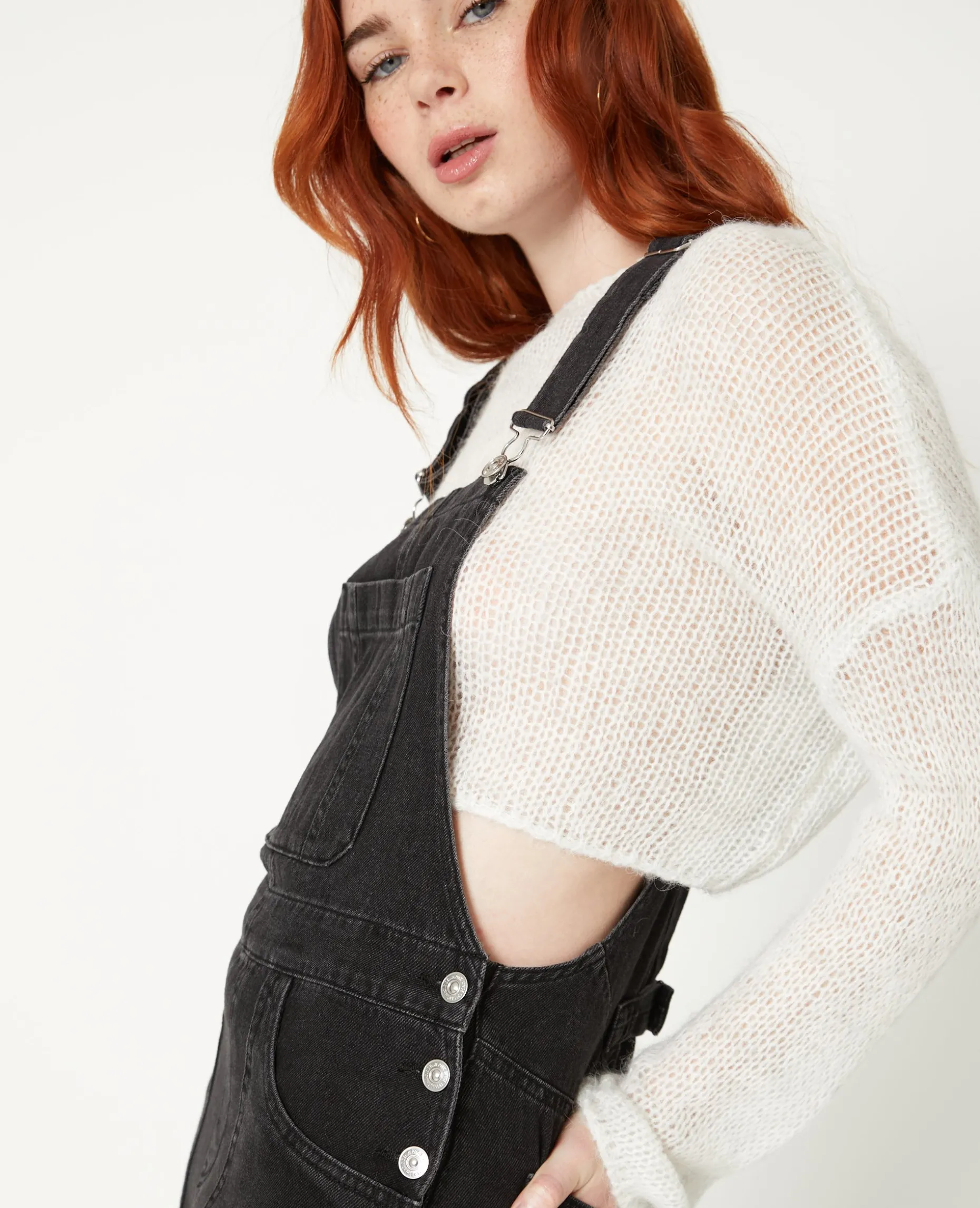 Salopette En Jean Wide - Noir