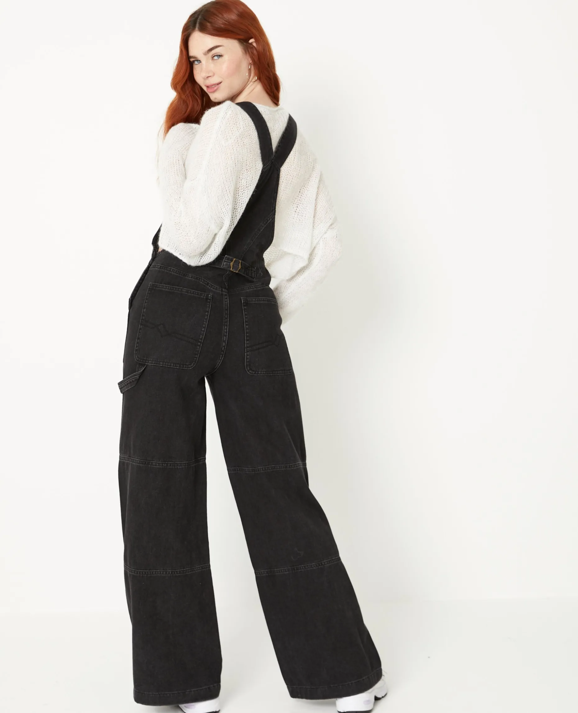 Salopette En Jean Wide - Noir