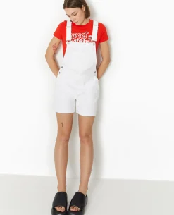 Salopette Short En Jean - Blanc