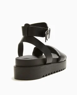 Sandales à Bride Avec Semelles Crantées - Noir