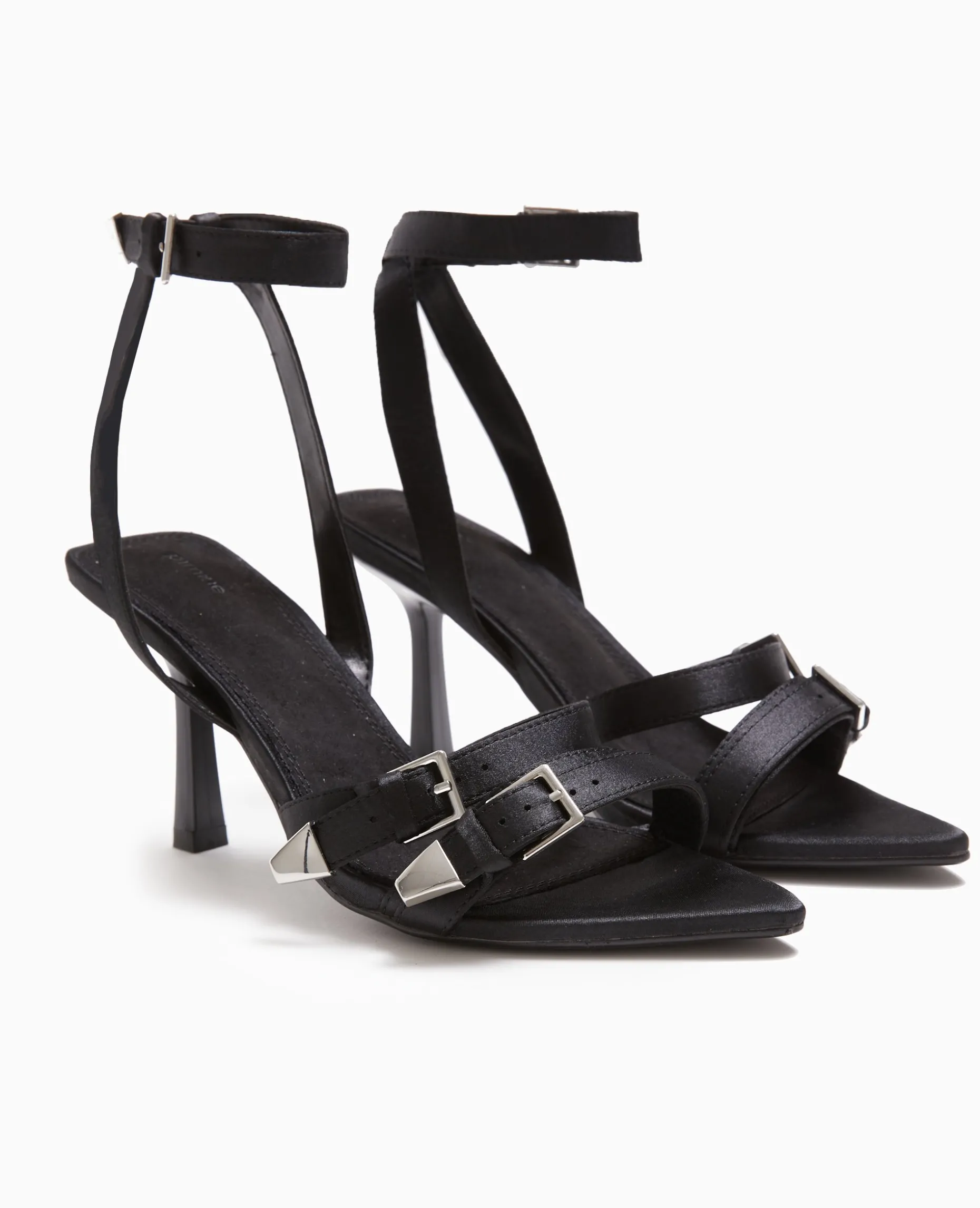 Sandales à Talon Avec Détails Boucles - Noir
