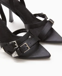 Sandales à Talon Avec Détails Boucles - Noir