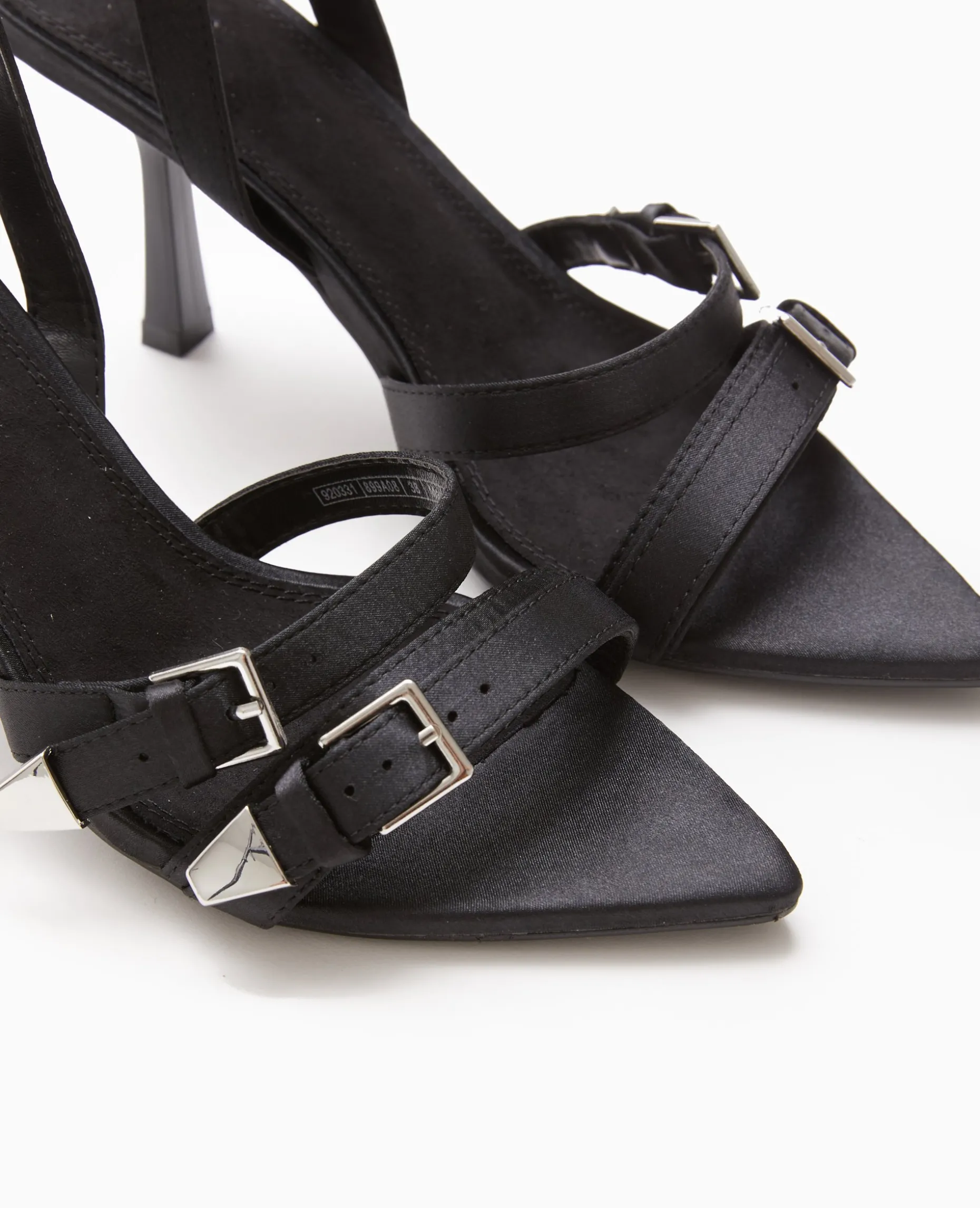Sandales à Talon Avec Détails Boucles - Noir