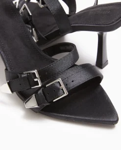 Sandales à Talon Avec Détails Boucles - Noir