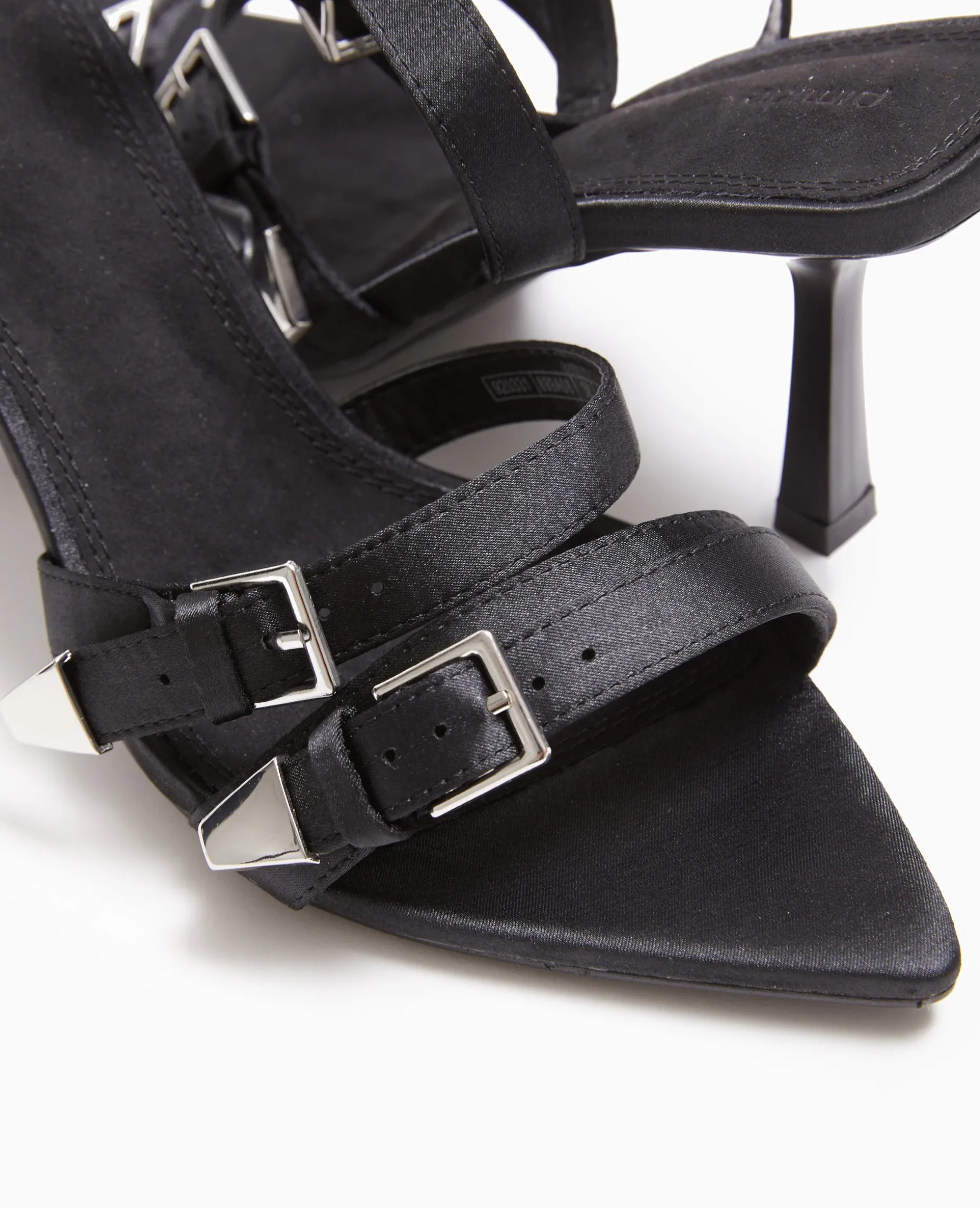 Sandales à Talon Avec Détails Boucles - Noir