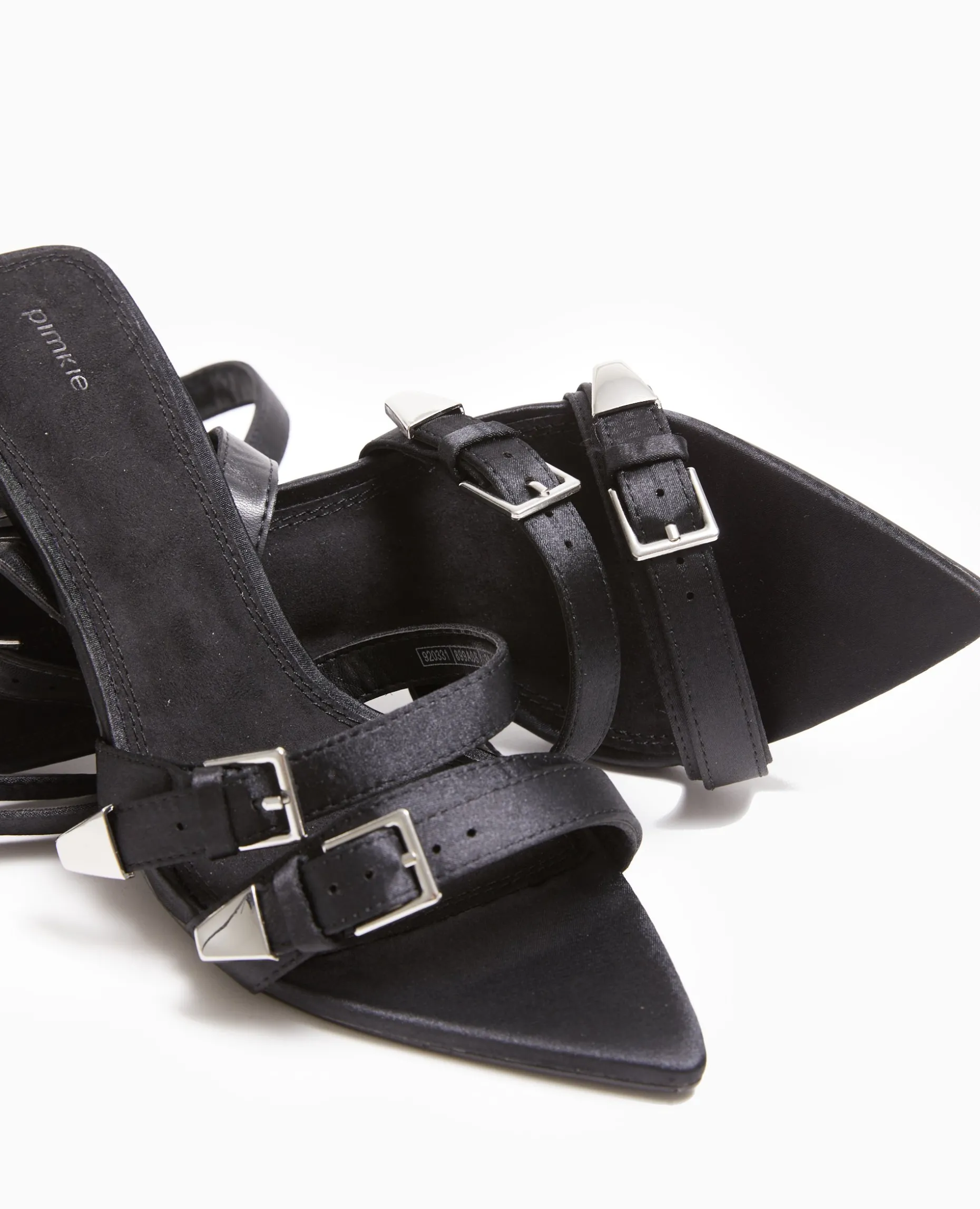 Sandales à Talon Avec Détails Boucles - Noir