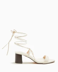 Sandales à Talons Avec Lacets Tour De Cheville - Blanc