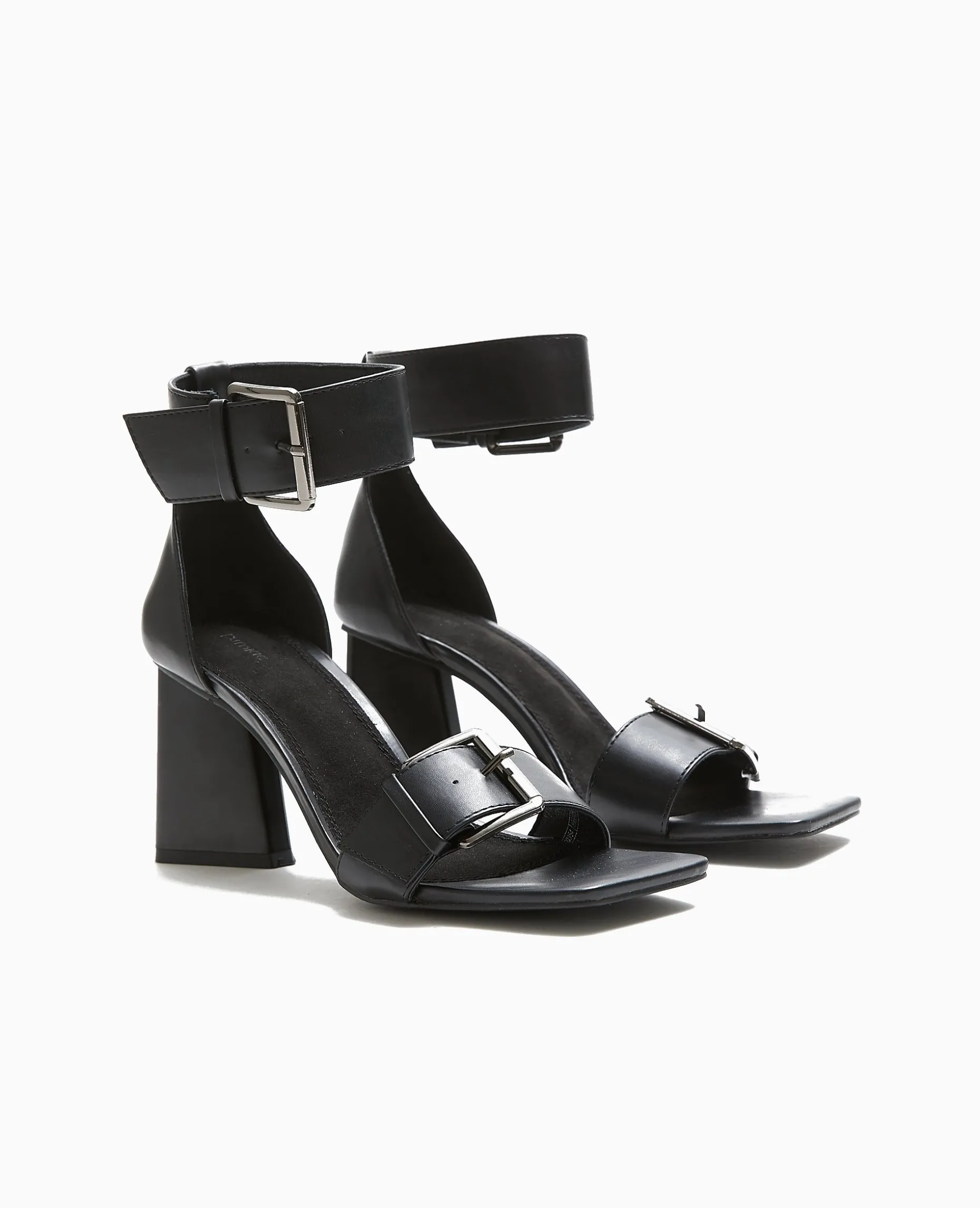 Sandales Avec Brides Larges Et Talons Triangles - Noir