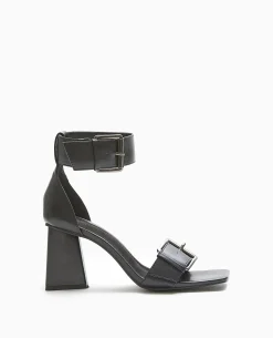 Sandales Avec Brides Larges Et Talons Triangles - Noir