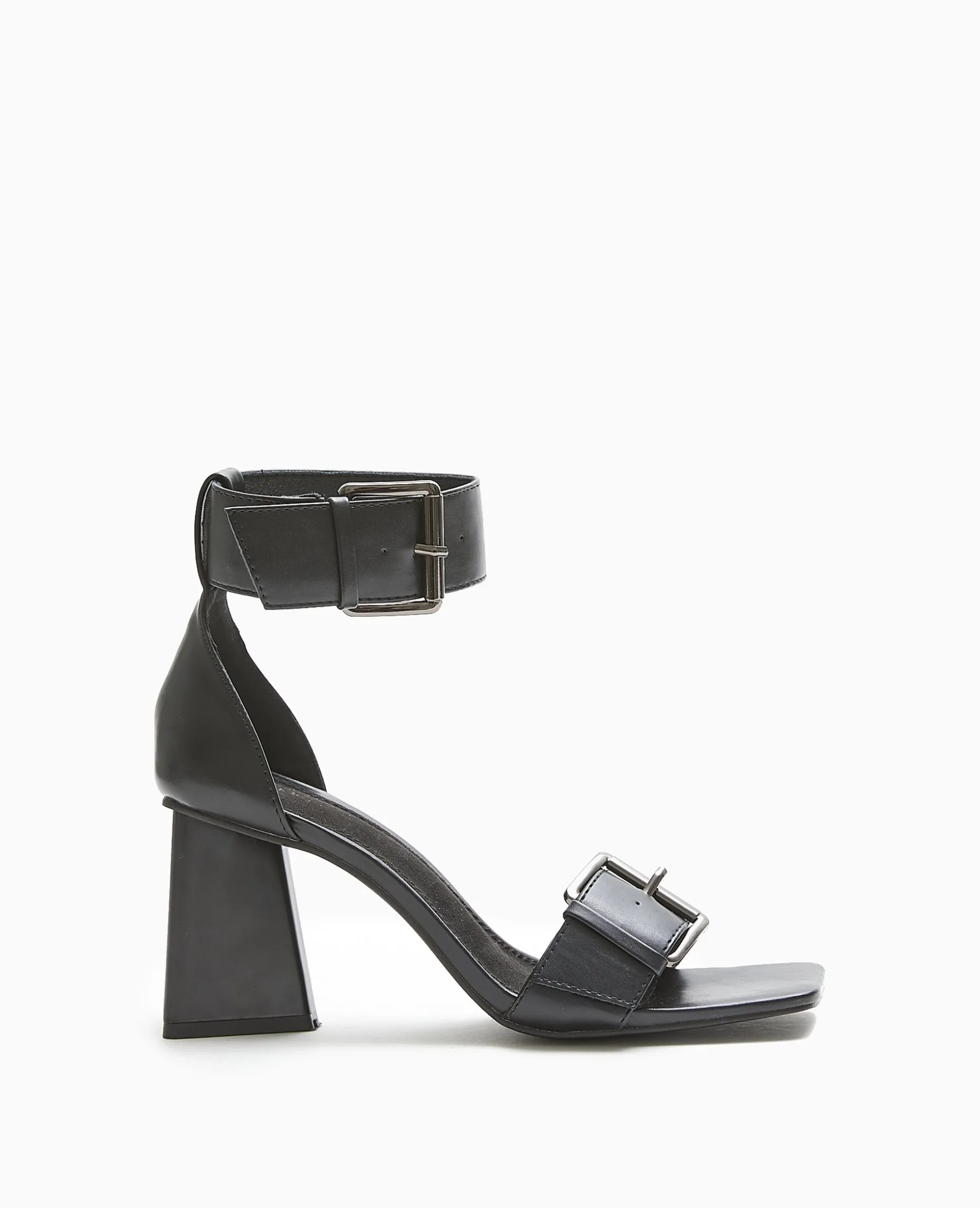 Sandales Avec Brides Larges Et Talons Triangles - Noir