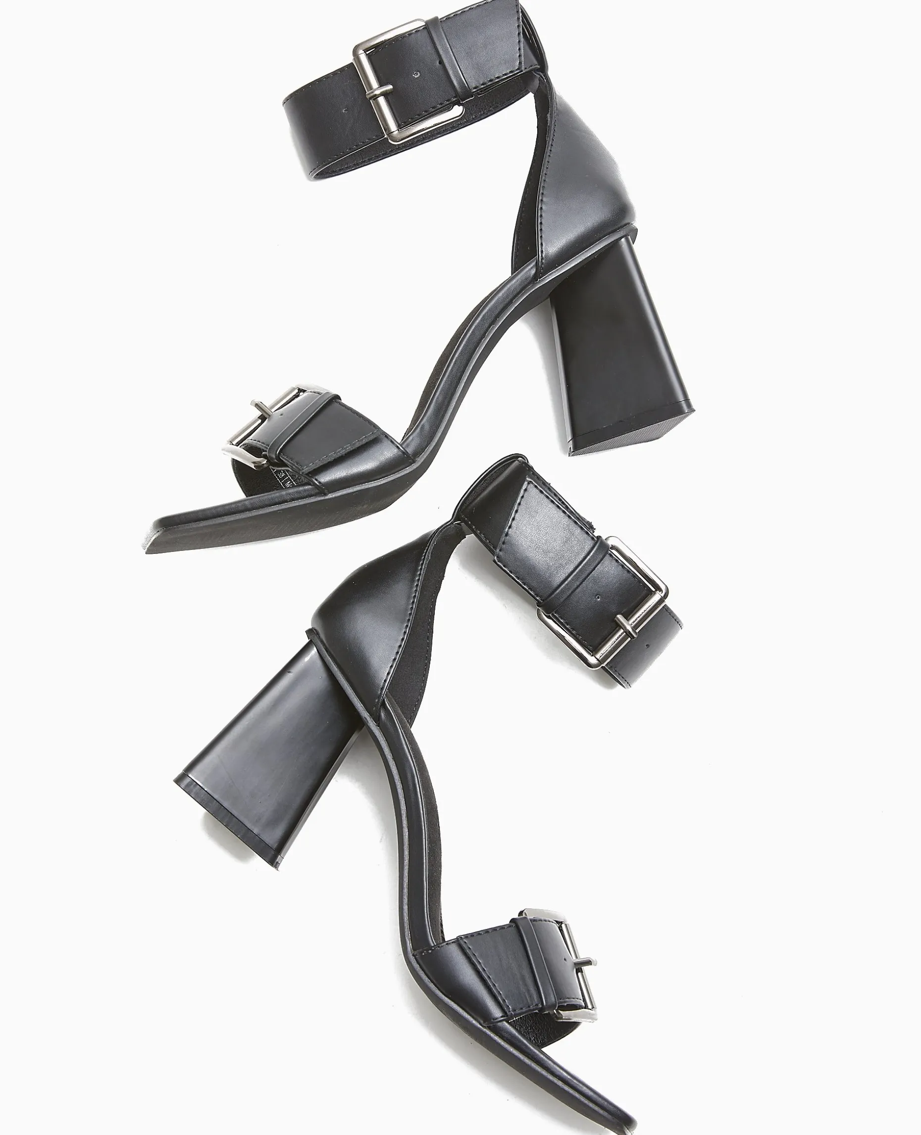 Sandales Avec Brides Larges Et Talons Triangles - Noir