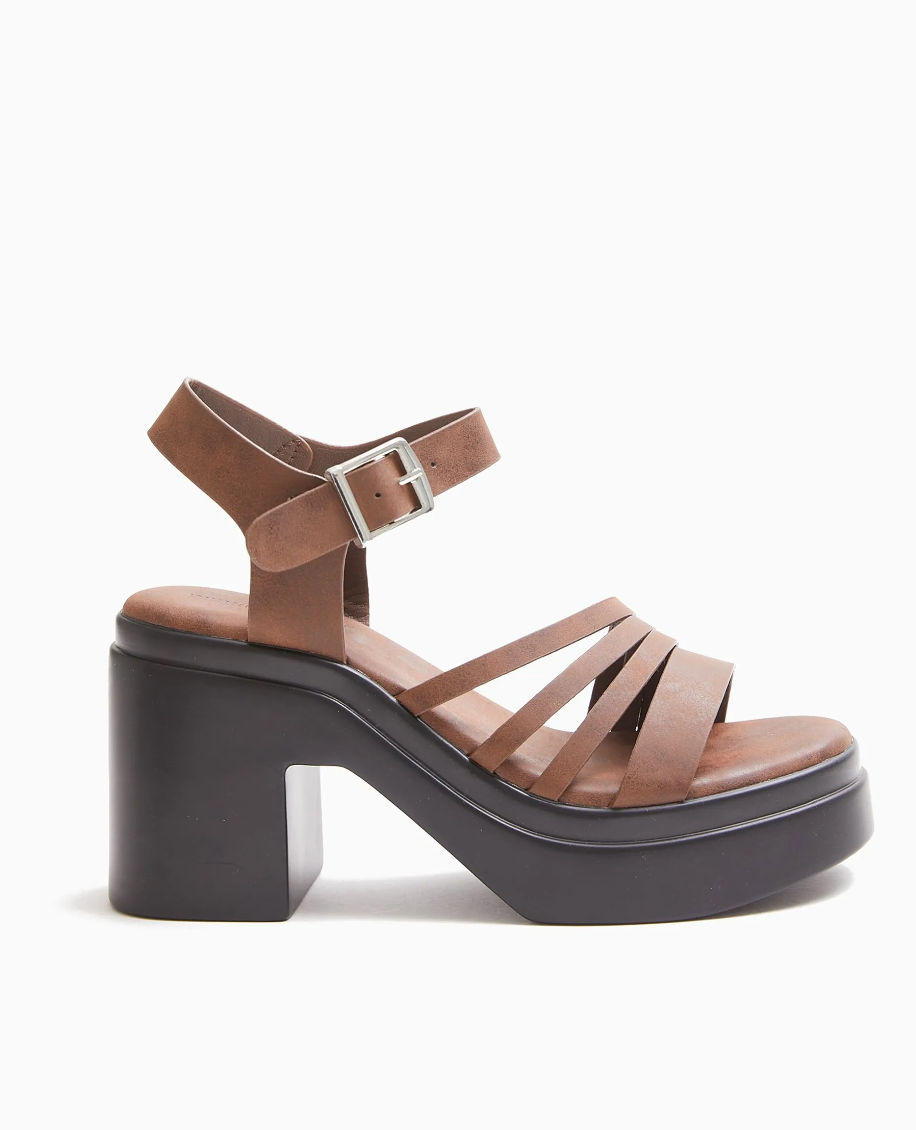 Sandales Compensées Avec Multi-brides - Marron