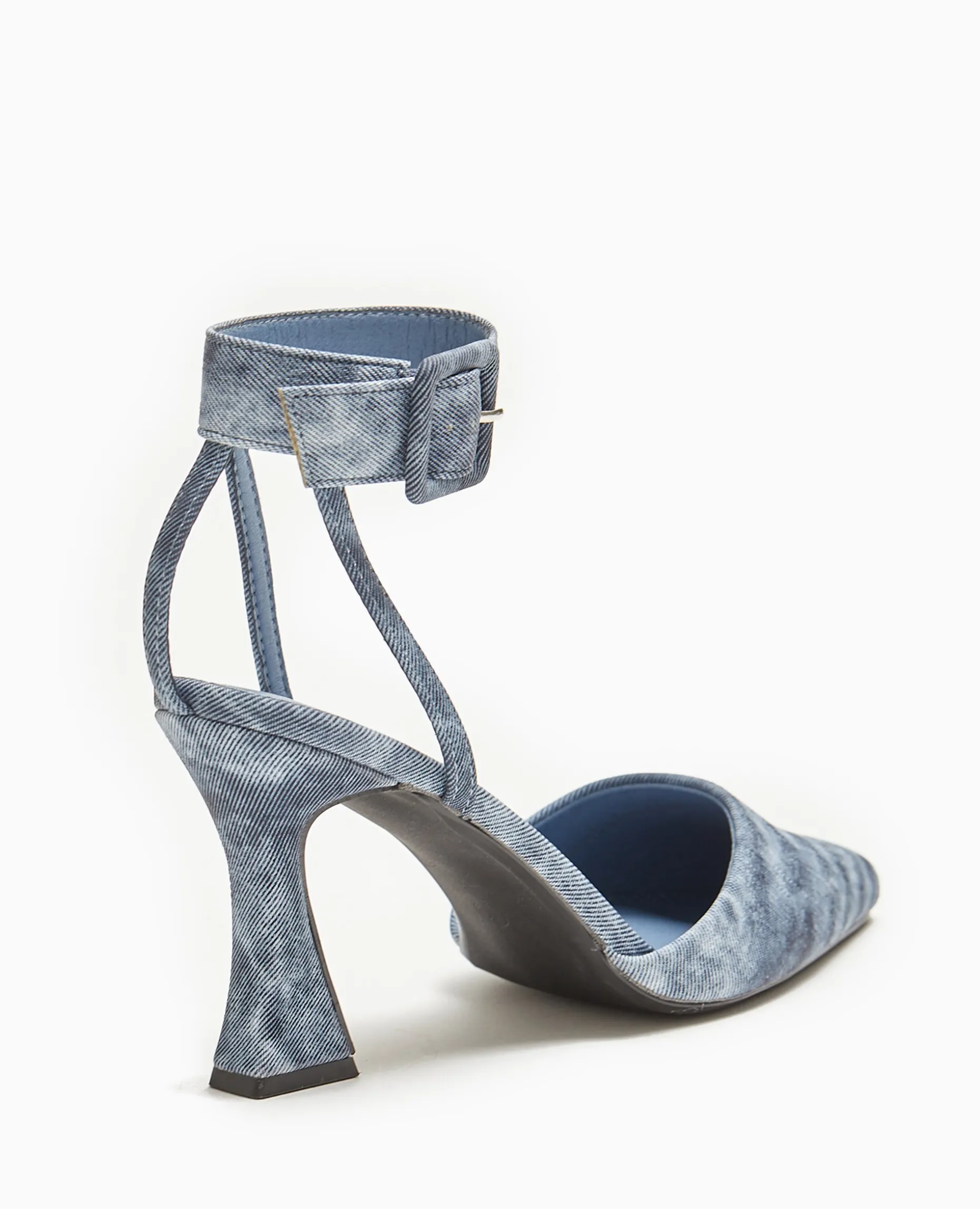 Sandales Talon Bobine Avec Bride Tour De Cheville - Bleu