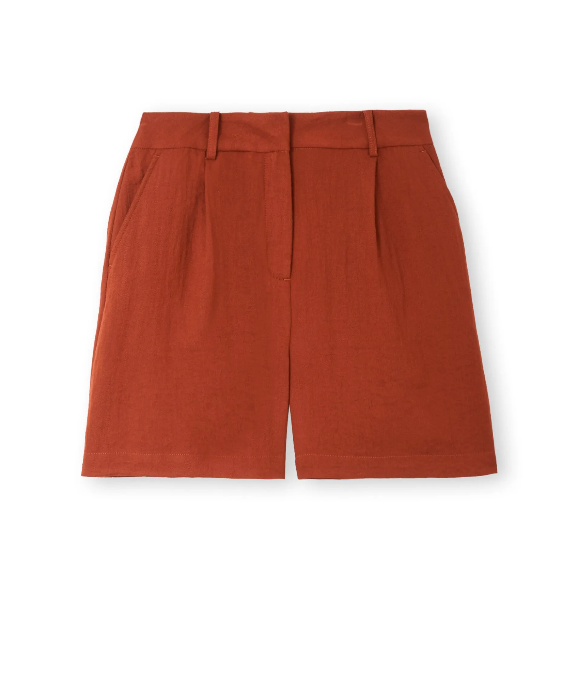 Short City En Tissu Effet Froissé - Marron
