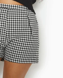 Short City Taille Haute Motif Vichy - Noir