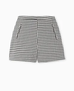 Short City Taille Haute Motif Vichy - Noir