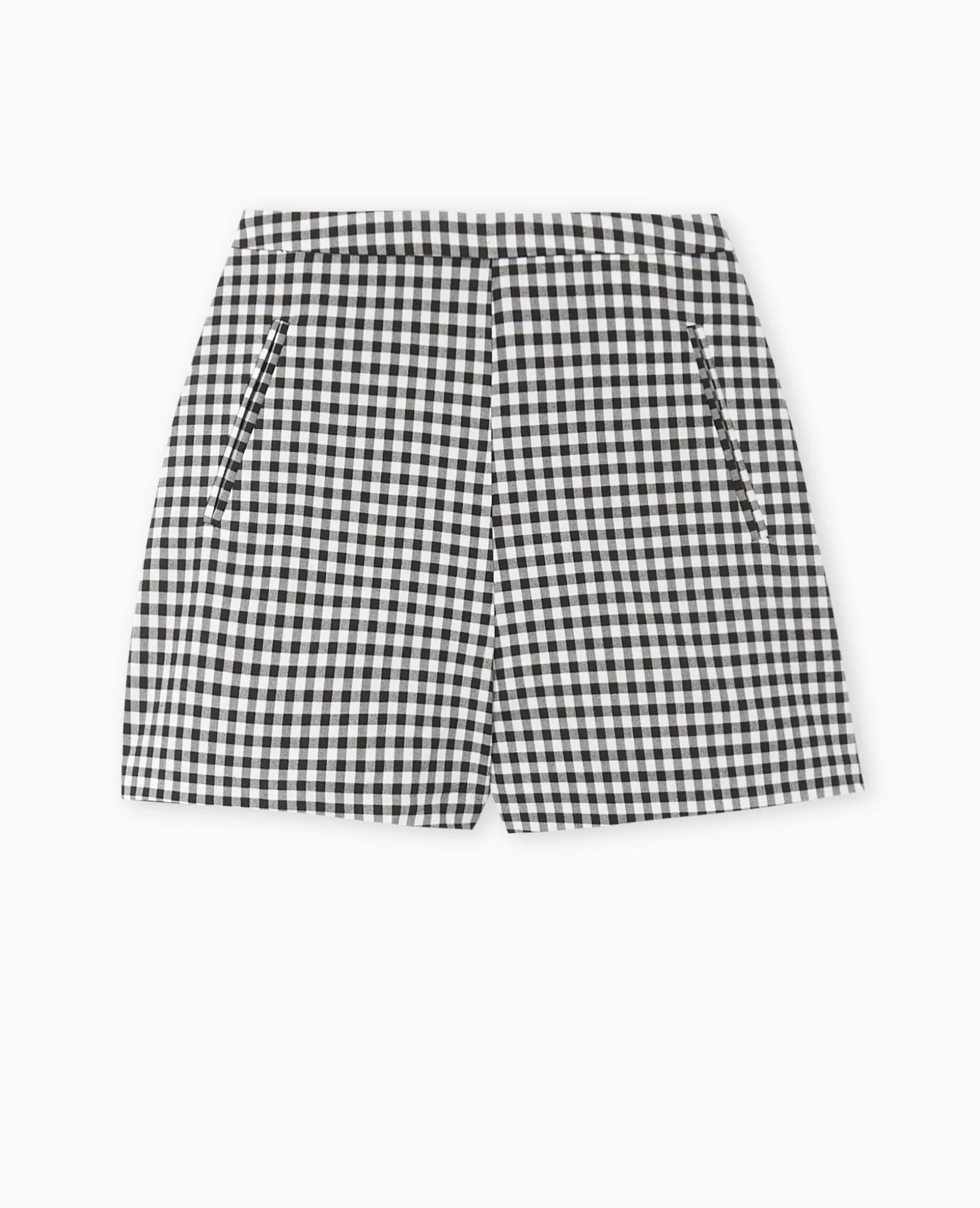 Short City Taille Haute Motif Vichy - Noir