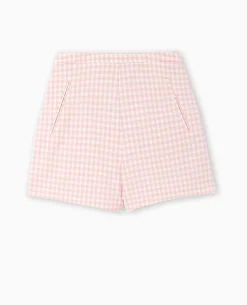 Short City Taille Haute Motif Vichy - Rose Poudré