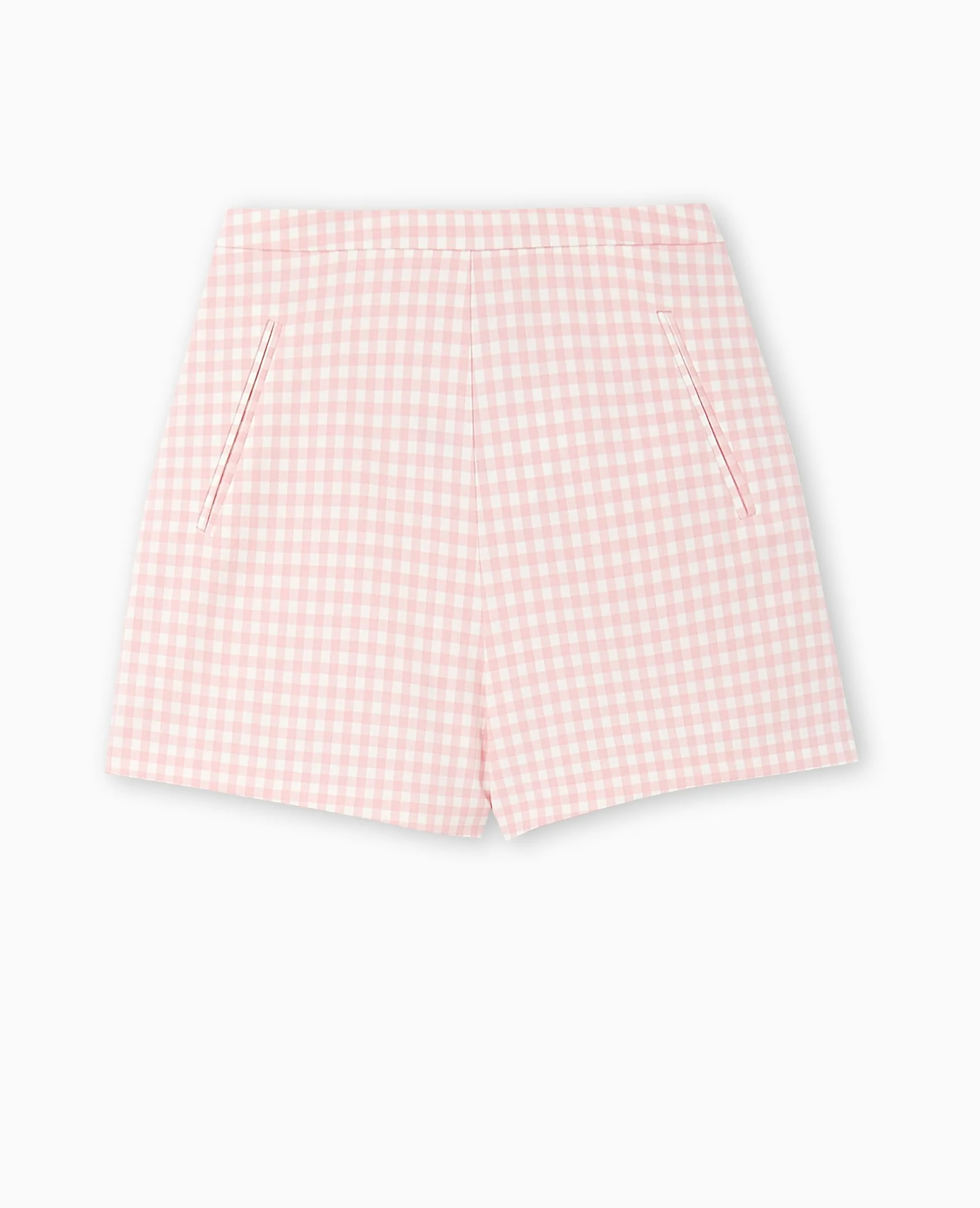 Short City Taille Haute Motif Vichy - Rose Poudré