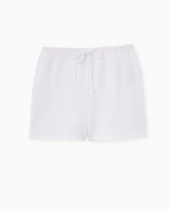 Short En Gaze De Coton Avec Lien Coulissé - Blanc