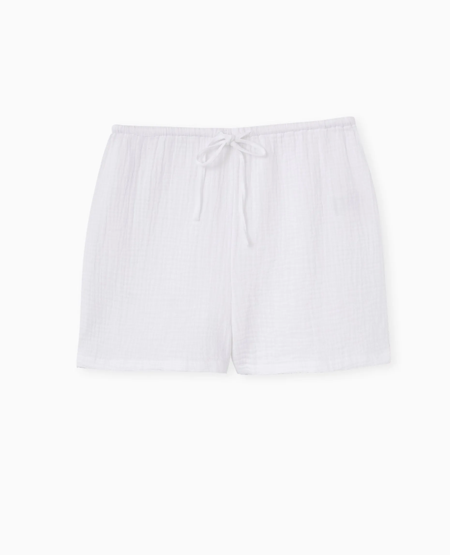 Short En Gaze De Coton Avec Lien Coulissé - Blanc