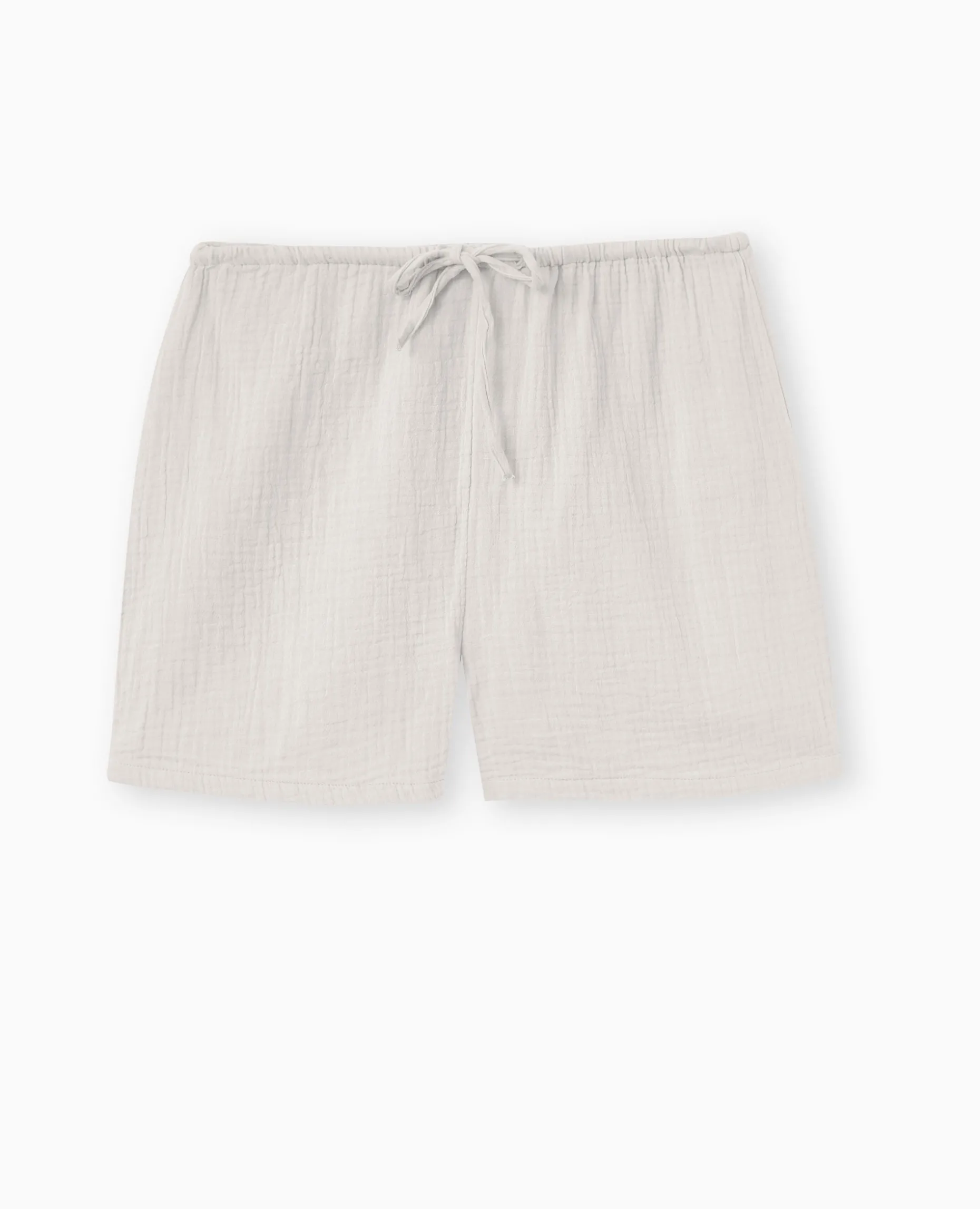 Short En Gaze De Coton Avec Lien Coulissé - Gris Clair