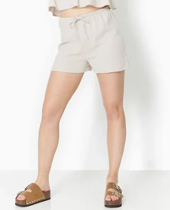 Short En Gaze De Coton Avec Lien Coulissé - Gris Clair
