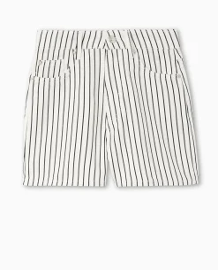 Short En Jean Court Rayé - Blanc
