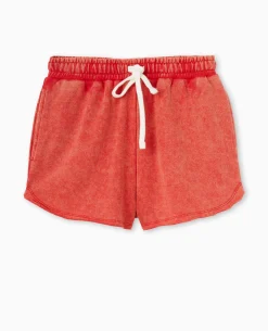 Short En Molleton Délavé Acid Wash - Rouge