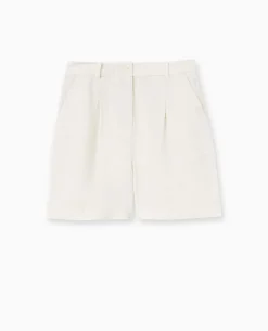 Short Taille Haute Avec Lin - Blanc
