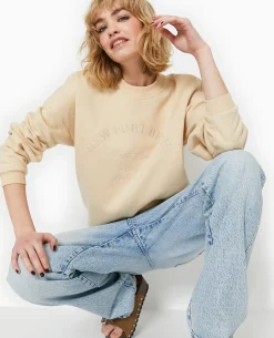 Sweat Avec Broderie - Beige