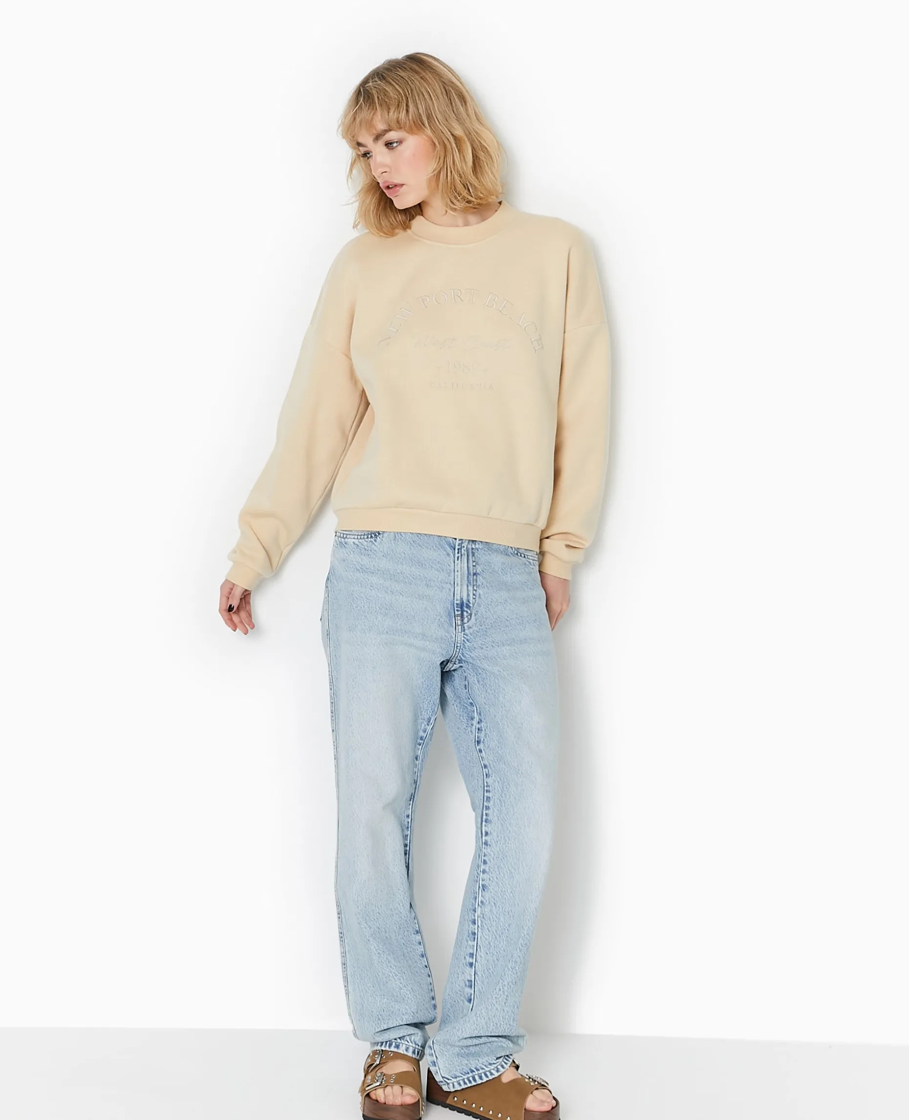 Sweat Avec Broderie - Beige