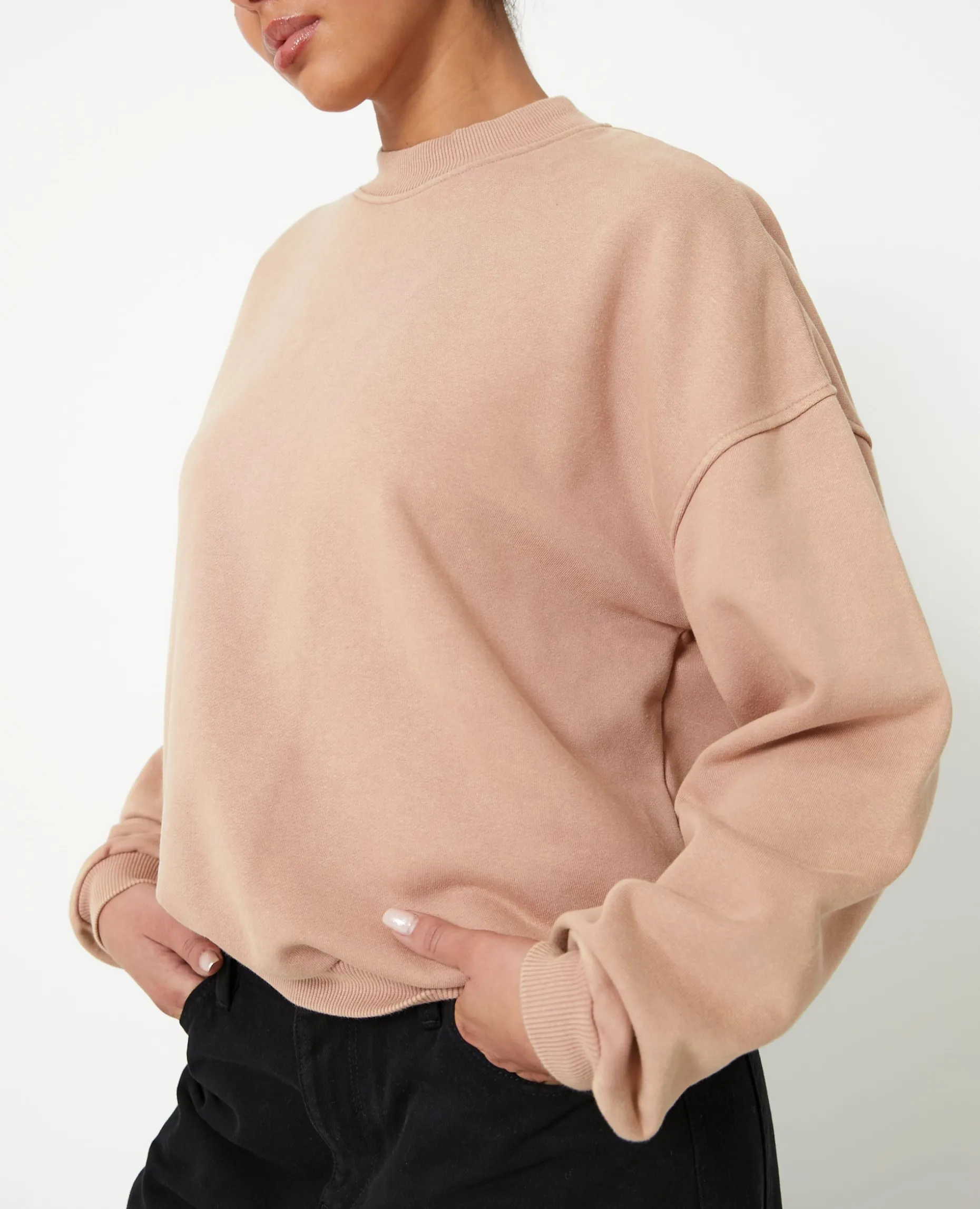 Sweat Col Rond Avec Effet Délavé - Taupe