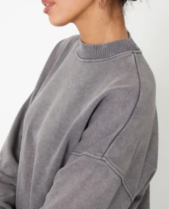 Sweat Col Rond Avec Effet Délavé - Gris Foncé