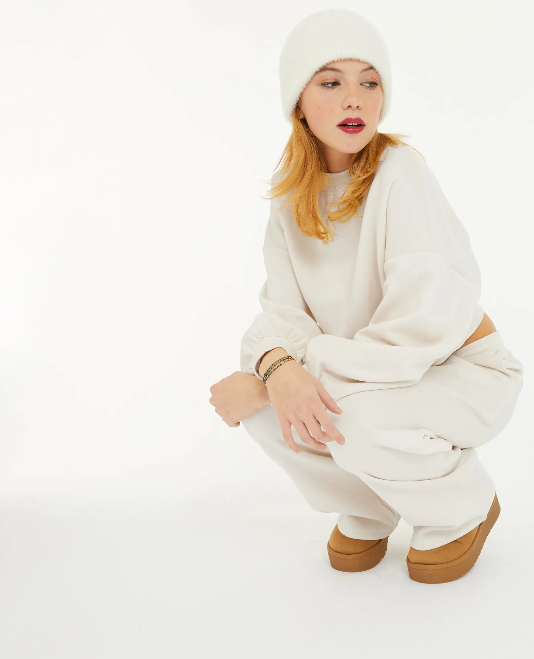 Sweat Court Avec Col Montant - Blanc