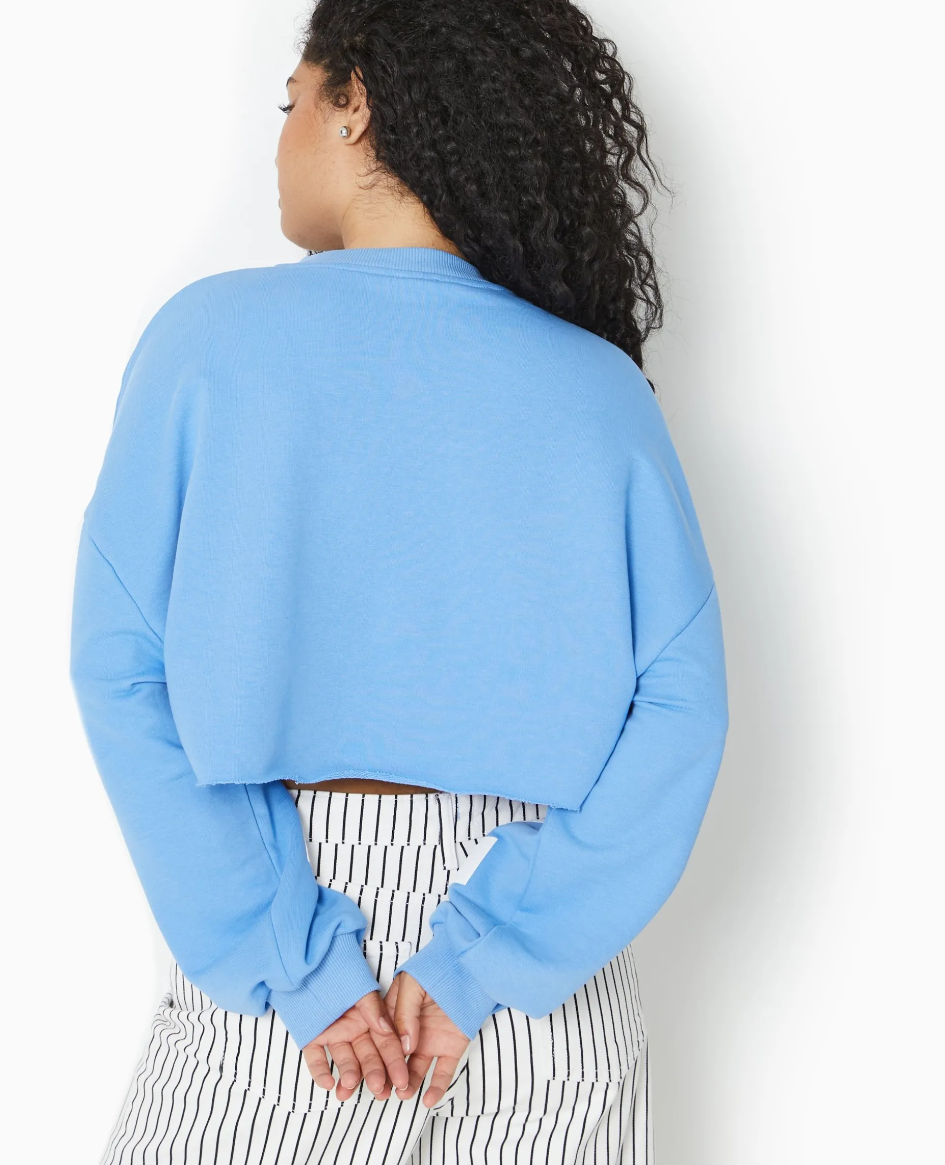 Sweat Cropped Base Coupée Avec NEW YORK - Bleu