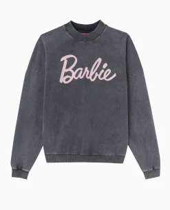 Sweat Effet Délavé Acid Wash BARBIE - Gris Foncé