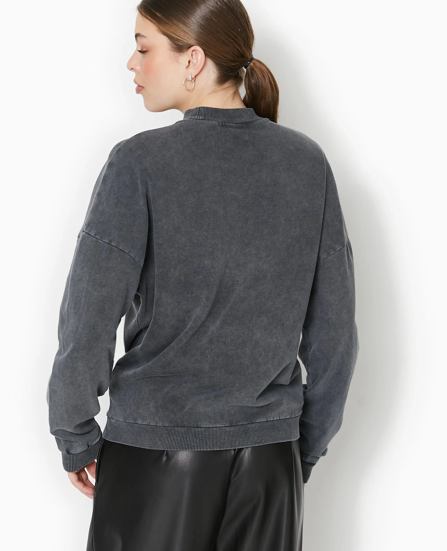 Sweat Effet Délavé Acid Wash BARBIE - Gris Foncé