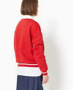 Sweat En Molleton Avec Flocage - Rouge
