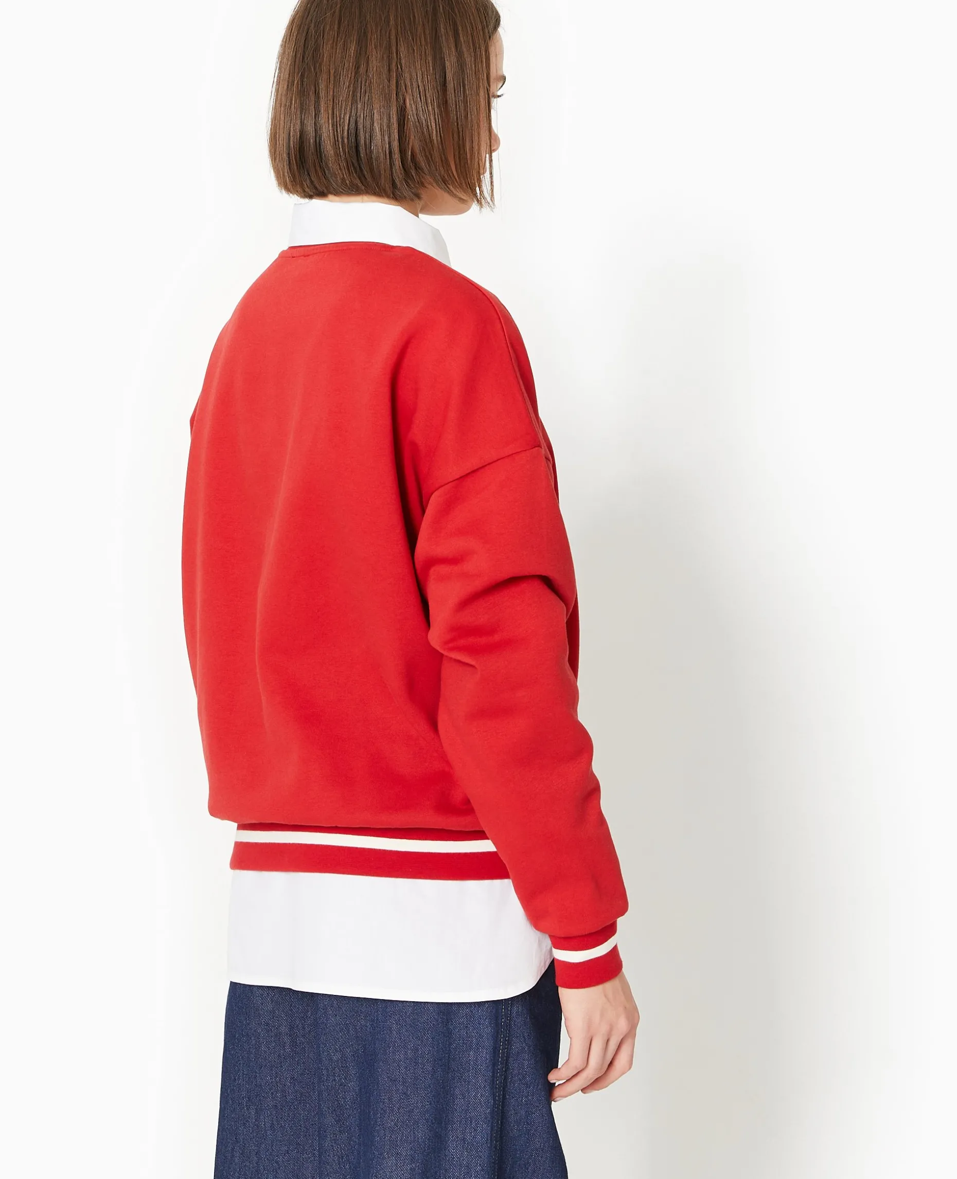Sweat En Molleton Avec Flocage - Rouge