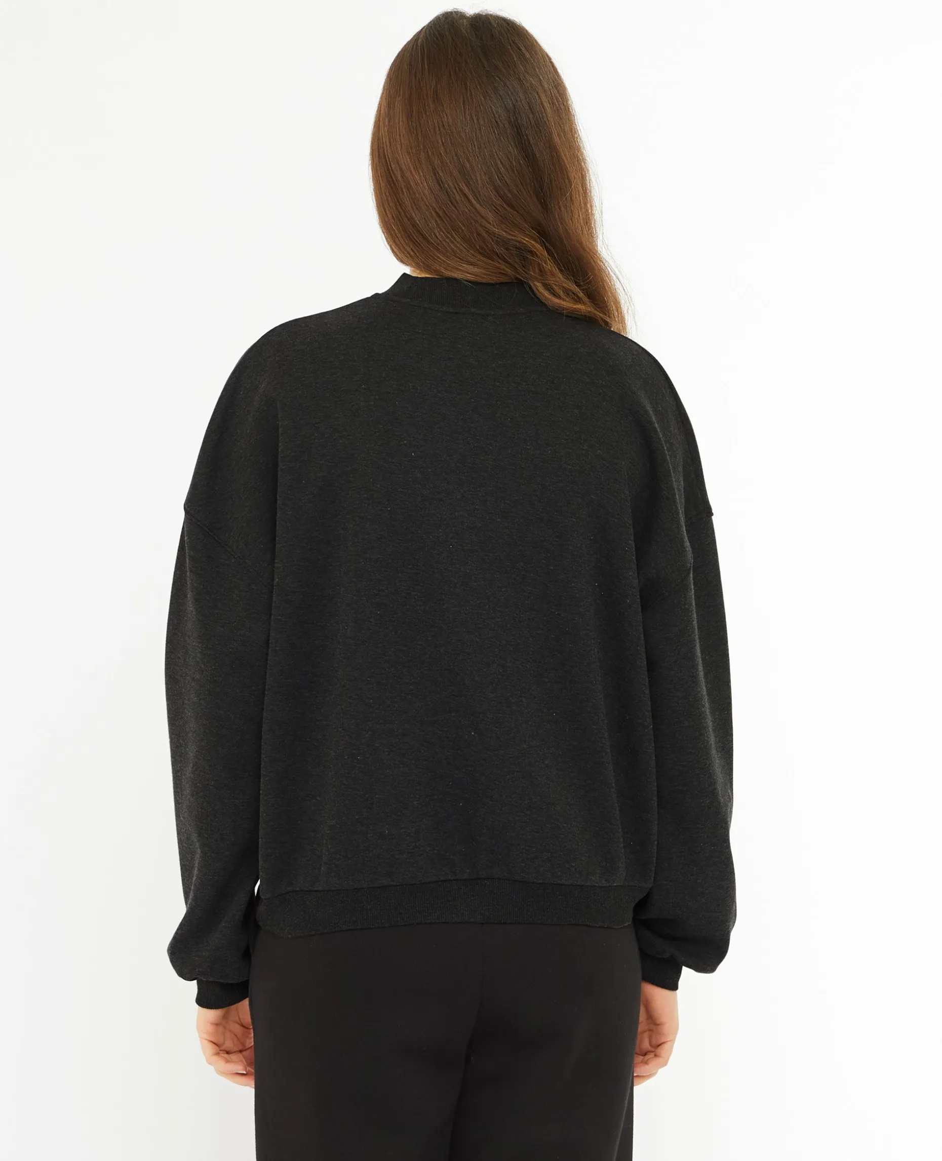 Sweat Oversize Avec Patch Bouclette - Gris Foncé