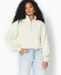 Sweat Zippé Cropped - Blanc