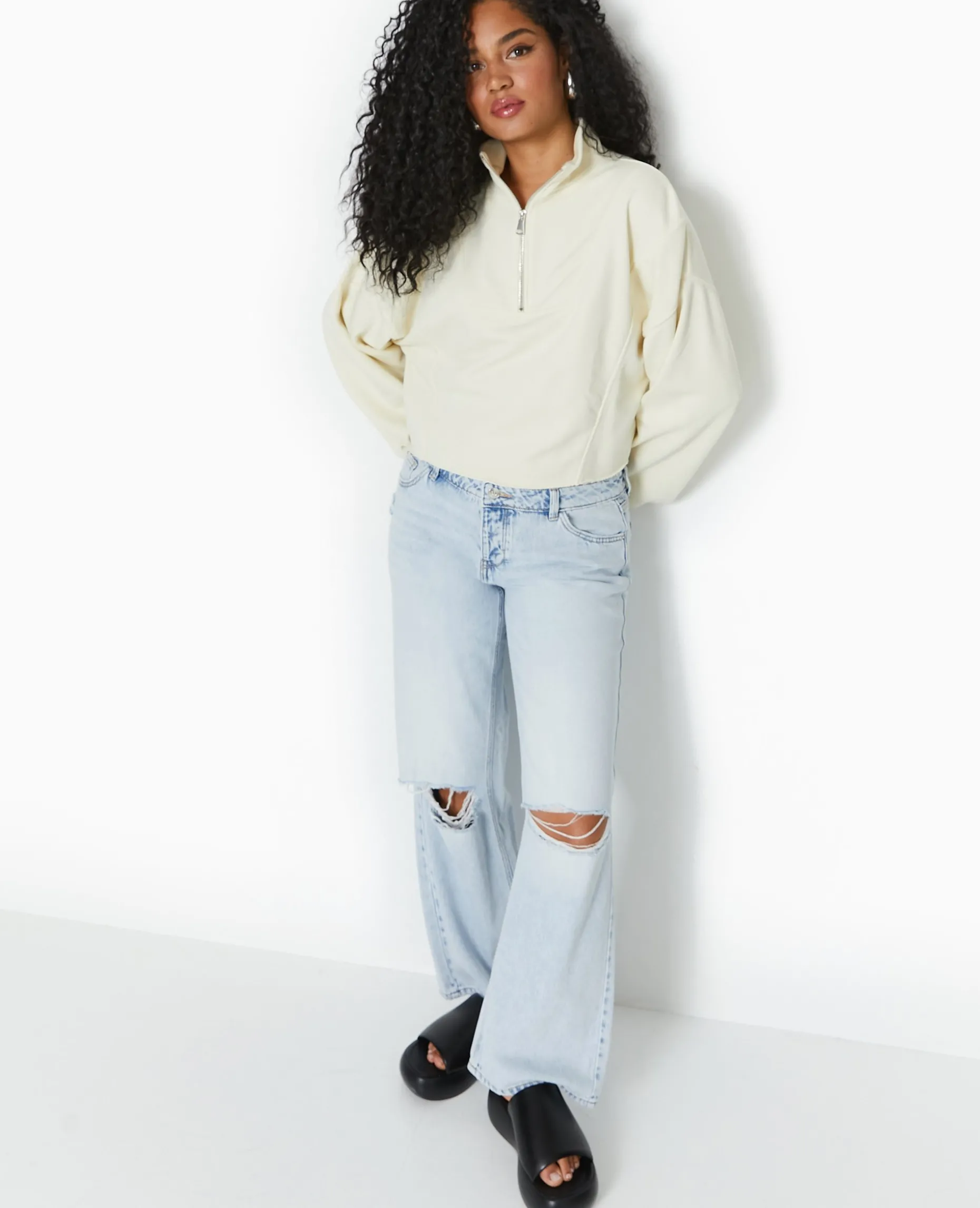 Sweat Zippé Cropped - Blanc