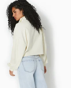 Sweat Zippé Cropped - Blanc