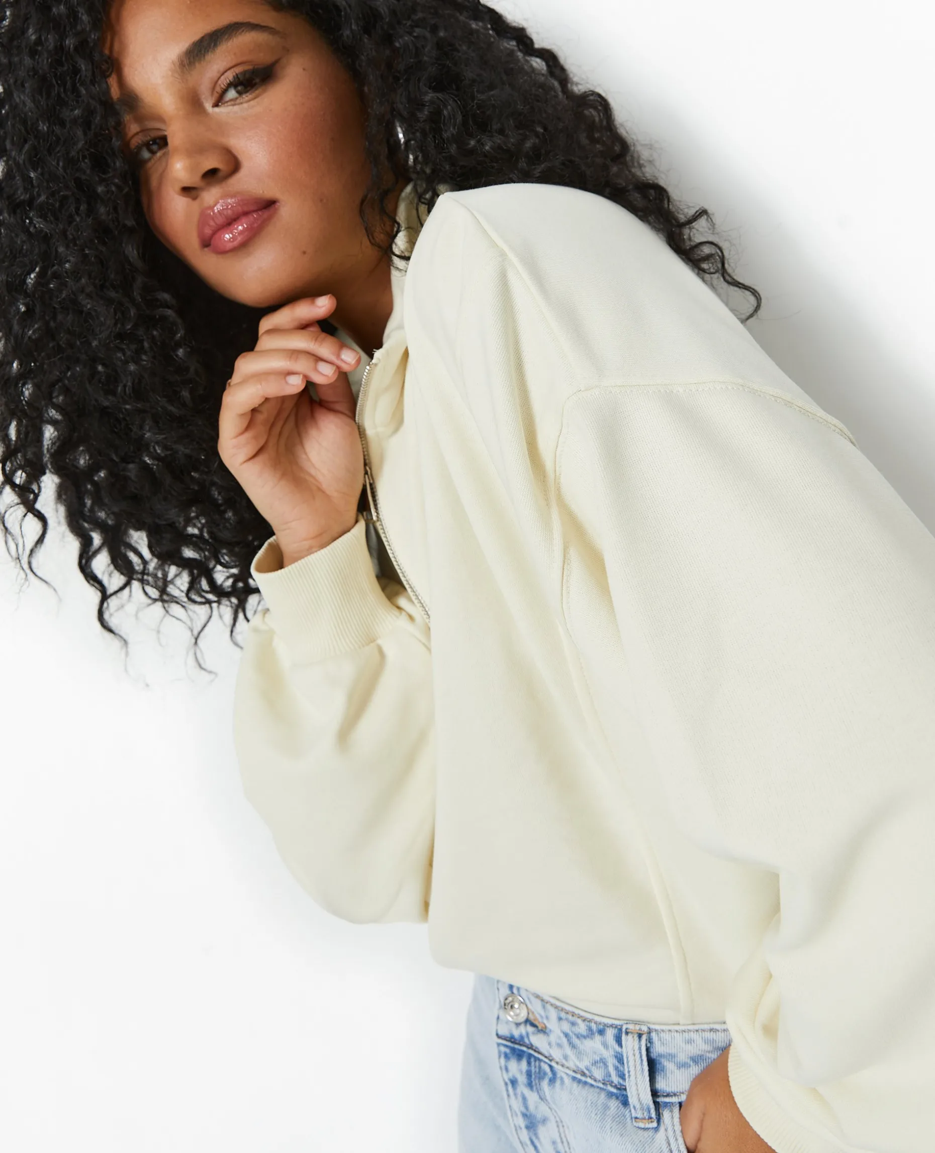 Sweat Zippé Cropped - Blanc