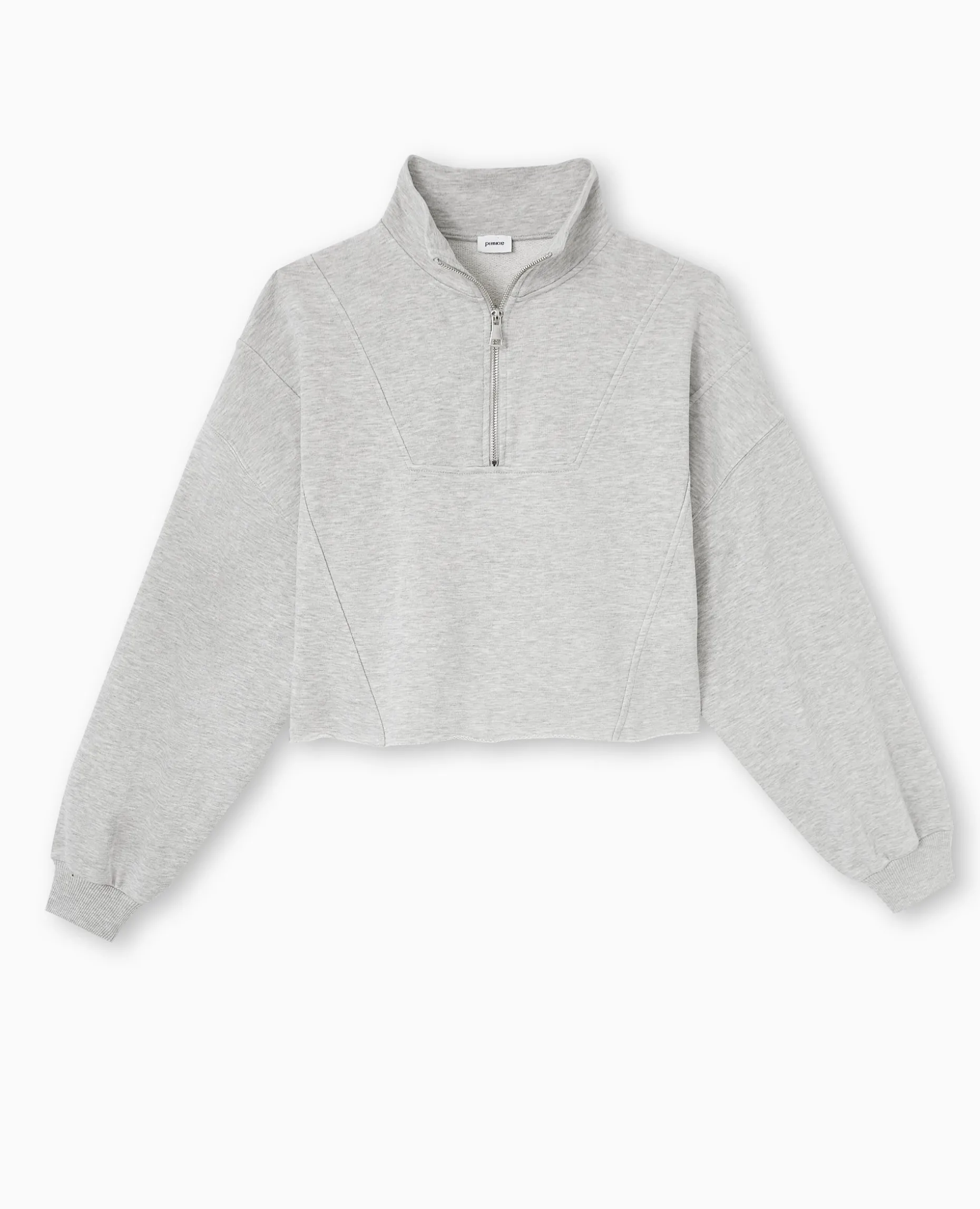 Sweat Zippé Cropped - Gris Chiné
